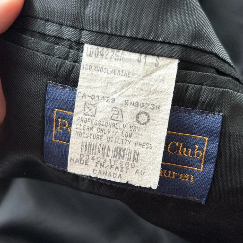 Polo University Club Ralph Lauren Suit Jacket Mens 41 Short Gray Pinstripe‎ Wool